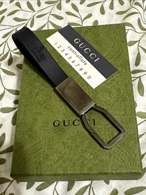 Gucci Dark Grey Rubber Key Fob with Silver Hardware thumbnail 1