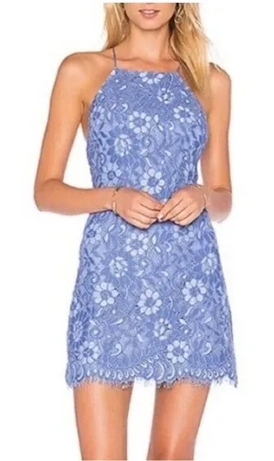 Nbd Blue Strappy‎ Back Lace Mini Dress Size Small thumbnail 1