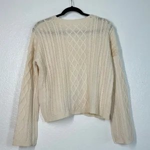 Fishermen Sweater S Cable Knit 1oo% Cashmere Cream Capsule Pullover Reformation thumbnail 3