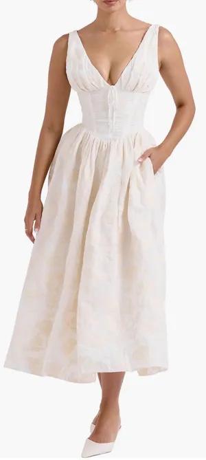 NEW House of CB Emmelina Embroidered Corset Bodice Cocktail Dress Sz S thumbnail 1