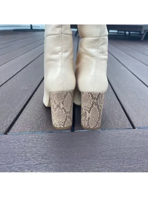 MANGO Cream Leather Knee High Boots, animal print 8.5 Office Siren, Minimalist thumbnail 15