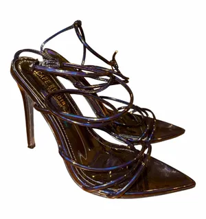 Cape Robbin Black Iridescent Strappy Stiletto Sandals thumbnail 1