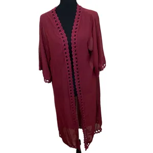 LulaRoe Chloe wine boho chiffon open duster thumbnail 2