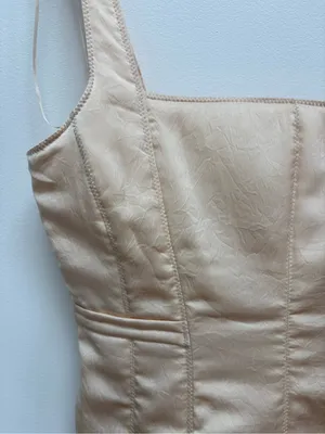 Zara Padded Corset Bustier Structured Satin tank top S neutral / beige S thumbnail 5