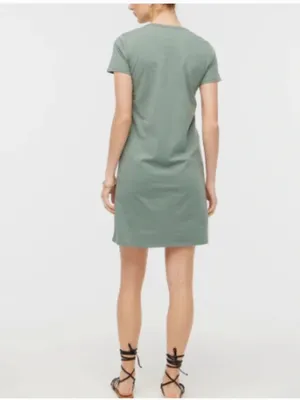 J. Crew Factory Women’s Size Medium Short Sleeve T-Shirt Dress Green Crewneck thumbnail 2