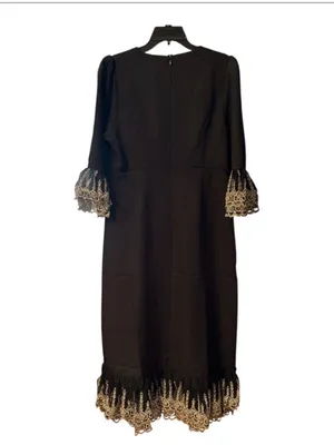 Tuckernuck Pomander Place Lilith Black Gold Lace Maxi Dress L NWT thumbnail 3