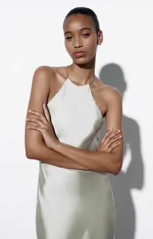 ZARA Satin Effect Dress Maxi Midi Slip Bodycon Wedding Party Coctail thumbnail 8