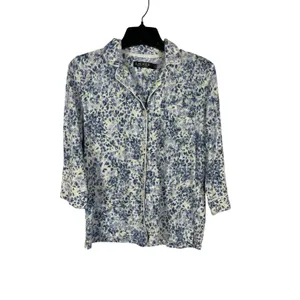 Lauren Ralph Lauren Women’s Blue Floral 2 Piece Pajama Set Button Top Pants S thumbnail 7