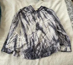 Side Stitch Women's Top Sz XL Tie Dye Tencera Button Front Top Blue A393918 thumbnail 1