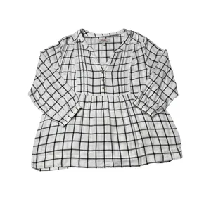 Wrangler White Black Plaid Pintuck Blouse Western Boho Size Medium thumbnail 7