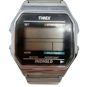Vintage Timex Indiglo Digital Watch Stainless Steel Expansion Band Untested thumbnail 1