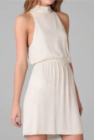 Alice + Olivia Sequin Beaded Mini Dress Size Medium Cream neutral party thumbnail 1