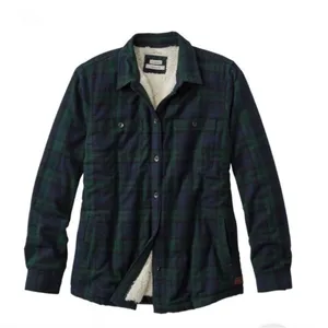 LL Bean Black Watch Scotch Plaid Sherpa Lined Shacket Flannel Jacket Pockets XL thumbnail 12