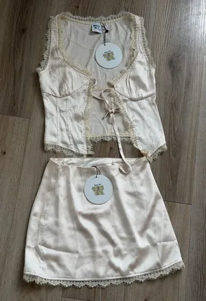 Princess Polly champagne satin set thumbnail 1