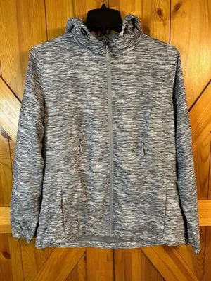 New Balance Jacket Womens Gray Heathered Zip Hooded Size Large (0328) thumbnail 1