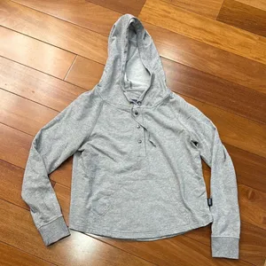 Patagonia Hoodie Womens Gray‎ Ahnya Henley Snap Pullover Sweatshirt S thumbnail 1