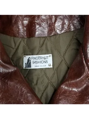 Vintage Fingerhut Fashions Fur Leather Coat Double Breasted Buttons Beige Sz 12 thumbnail 10