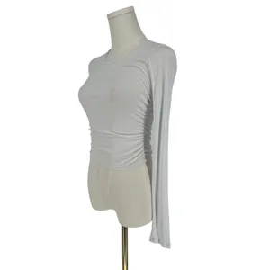 Alo Yoga Gather Long Sleeve White Ribbed Ruched Crop Top XS thumbnail 8