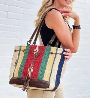 MYRA Bag Radiant Red Bucket Bag Western Cowgirl Boho Purse Large thumbnail 1