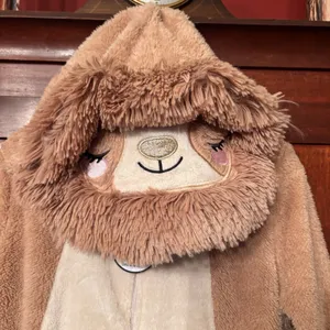 Celebrate Halloween Sloth Union Suit Womens L 12-14 Plush Hooded Pajama‎ Costume thumbnail 5