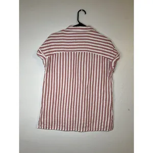 Lola River Pink/White Striped Button-Up Shirt Top M Collared 100% Cotton thumbnail 2