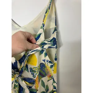 Davi & Dani sundress lemon and tropical bird design‎ back tie womens size medium thumbnail 4