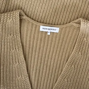 Revolve WEWOREWHAT‎ Solid V Neck Sweater Solid Tan Oat Oversized Knitwear M/L thumbnail 11