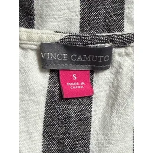 Vince Camuto Black White Striped Linen Blend Tie Front Cami Top Womens‎ Small thumbnail 5