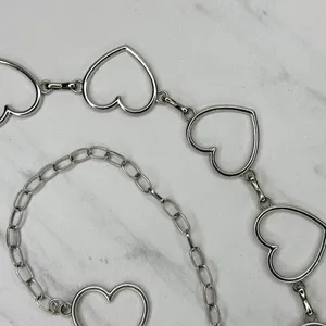 Open Heart Silver Tone Chain Belt One Size (OS) ✨ thumbnail 8