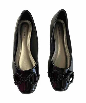 Pierre Dumas Women's Moni 66 Black Faux Patent Flats Slip-On Shoes Size 8M thumbnail 1