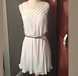 Lily Rose White Lattice Belted Skater Sundress thumbnail 2