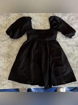 Miami Black Puff Sleeve Square Neck Mini Dress thumbnail 4