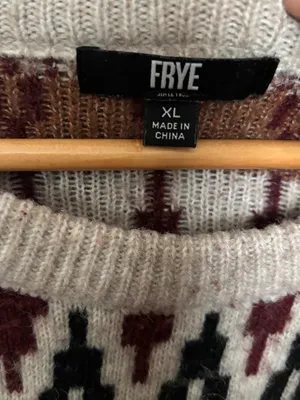 Frye Burgundy, Cream & Black Fair Isle Crewneck Sweater thumbnail 3