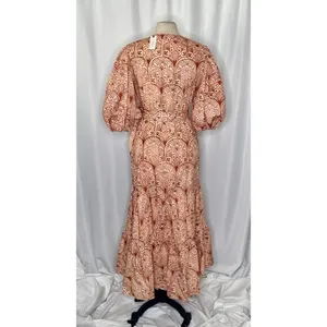 NWT!! Anthropologie HUTCH V-Neck Tiered Wrap Dress Geometric Blockprint Large thumbnail 9