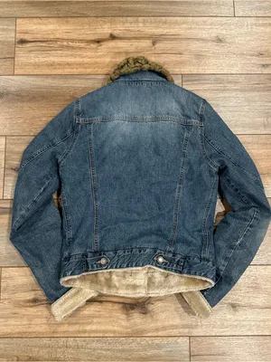 ABERCROMBIE Vintage 2000s Western Faux Fur Lined Cotton Denim Jacket | Sz Medium thumbnail 5