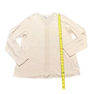 J. Jill Top Knit Soft Pink Linen Blend Top V Neck Casual Travel Coastal Women L thumbnail 4