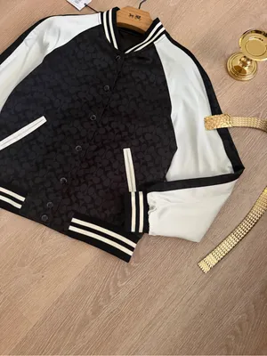 NWT Coach Reversible Signature C Varsity Bomber Jacket Black White Size S CAH06 thumbnail 11