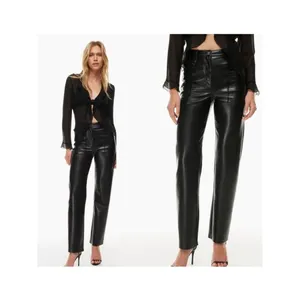 Aritzia Wilfred Melina‎ Faux Leather Straight Leg Pants Women's Size 0 Black thumbnail 9