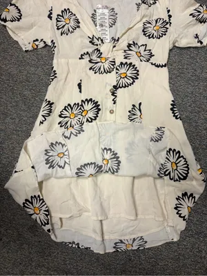 Urban Outfitters Daisy Floral Linen Blend Twist Front Mini Dress Small NWT thumbnail 9