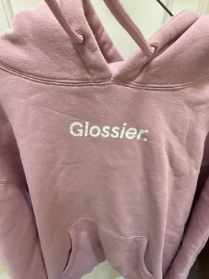 Glossier Original Pink Pullover Hoodie Size L thumbnail 2