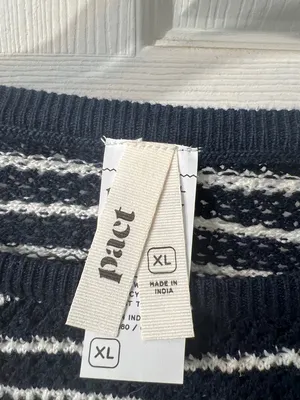 Pact Cotton and Linen Navy & White Striped Knit Top Size XL thumbnail 7