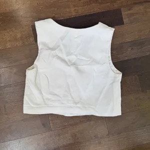 Oak and fort off white button down suit vest crop tank top small thumbnail 5