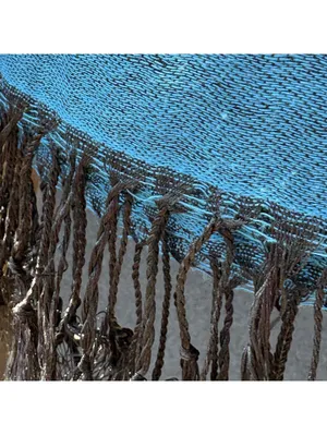Blue and Black Paisley Pattern Acrylic Scarf with Fringe thumbnail 6