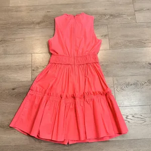 Lilly Pulitzer Dress Size 2 Elina Stretch‎ Sleeveless Ruffle Pocket Coral Spritz thumbnail 3