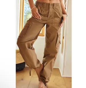 American Eagle 00 Baggy Joggers Cargo Skater Tan Streetwear Y2K Utility thumbnail 9