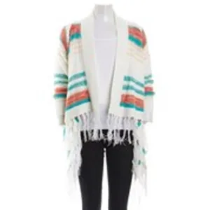SAY WHAT? Bohemian Tribal Pattern Open Cardigan Sweater White, Large NWT thumbnail 3