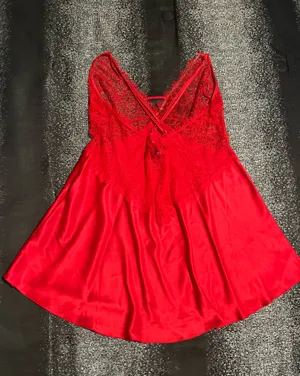 Womens XL Victoria's Secret red lace satin chemise negligee nightie thumbnail 2