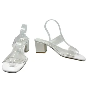 Raye Bardot Heel Slide Strap Sandal Block Clear White Size‎ US 9 thumbnail 3