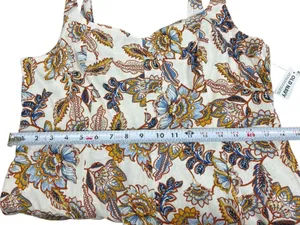 Old Navy XL Floral Print Smocked Back Linen Blend Midi Dress NWT Coquette thumbnail 9