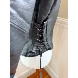 Bullskins Vintage Leather Motorcycle Jacket Side Lace Biker Black Womens M 14 thumbnail 3